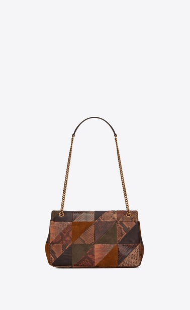 SAINT LAURENT Jamie Woman jamie medium "carré rive gauche " in leather, suede and python patchwork b_V4